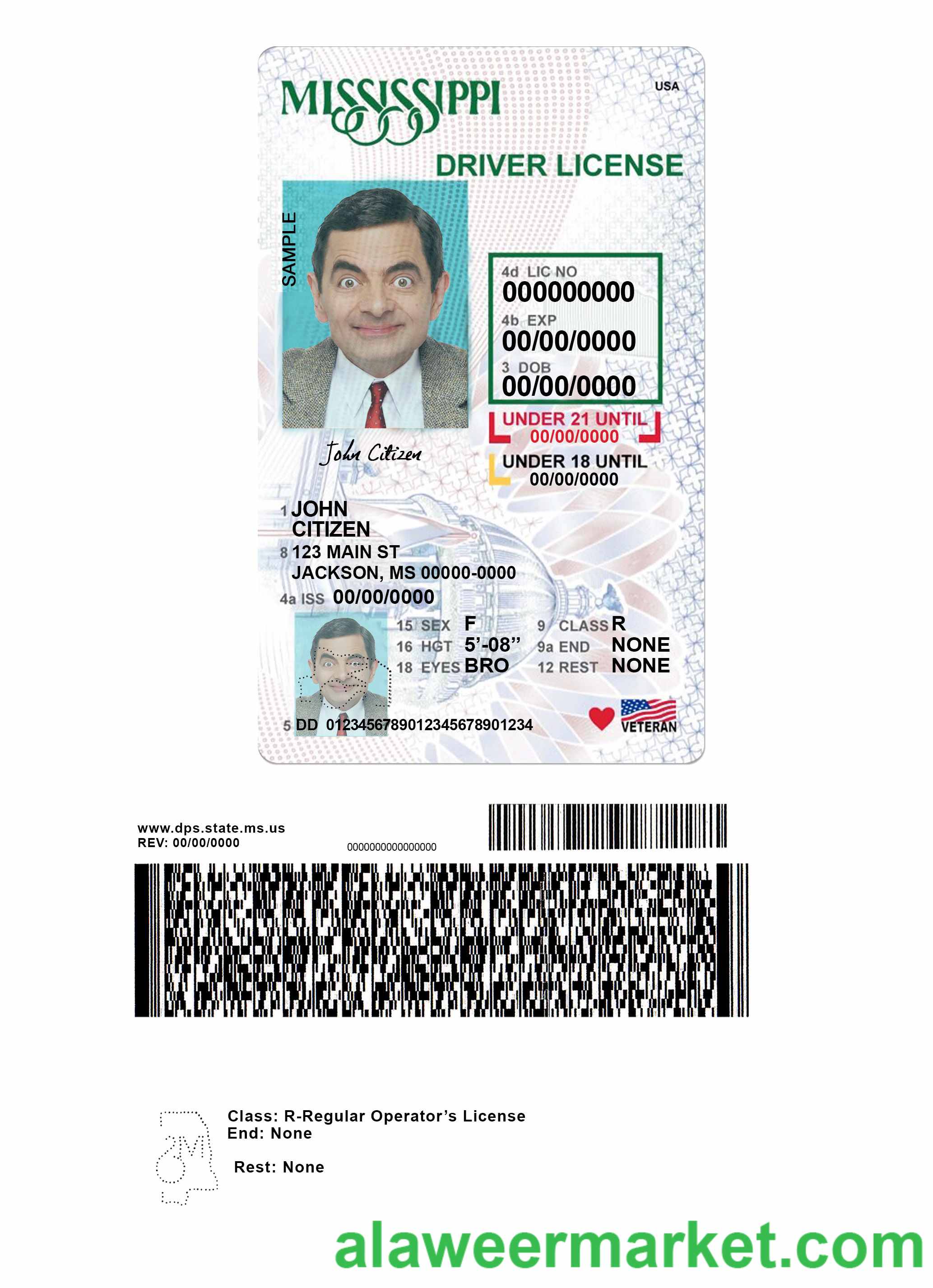 USA Mississippi driving license under 21